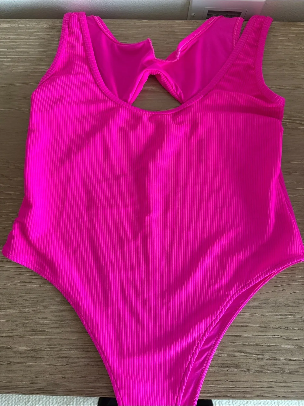 Frankie’s Bikinis- Hot Pink Ribbed Cody One-Piece Swimsuit with cutouts